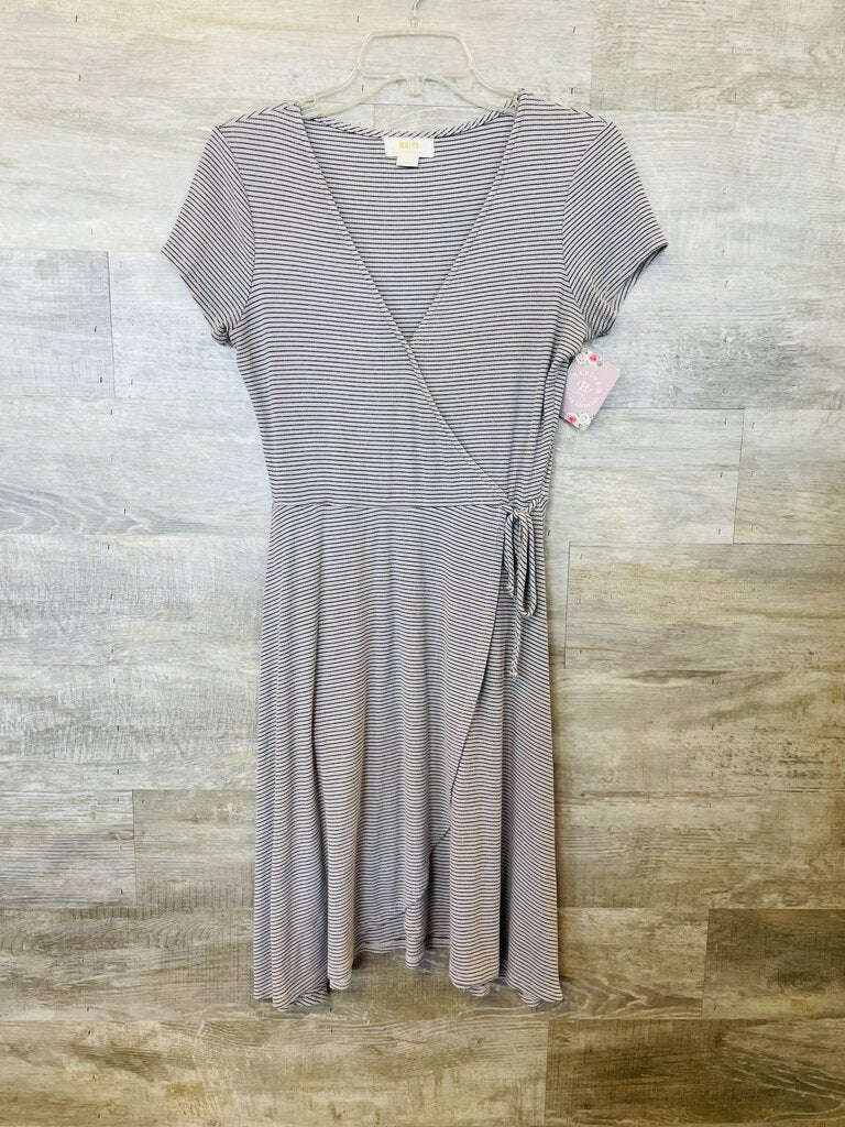 (S) Maeve Black Gray striped Dress