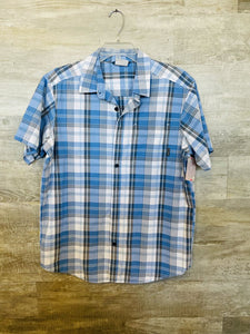 (M) Columbia Blue Plaid Short Sleeve