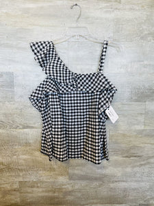 (M) Express Gingham One Shoulder Top