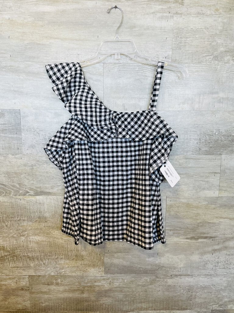 (M) Express Gingham One Shoulder Top