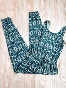 (4) Athleta Green Patterned Jumpsuit Womens
