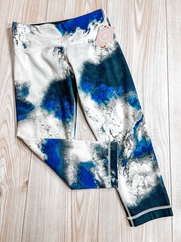 (4) Lululemon Cream Blue Tie Dye Leggings Womens