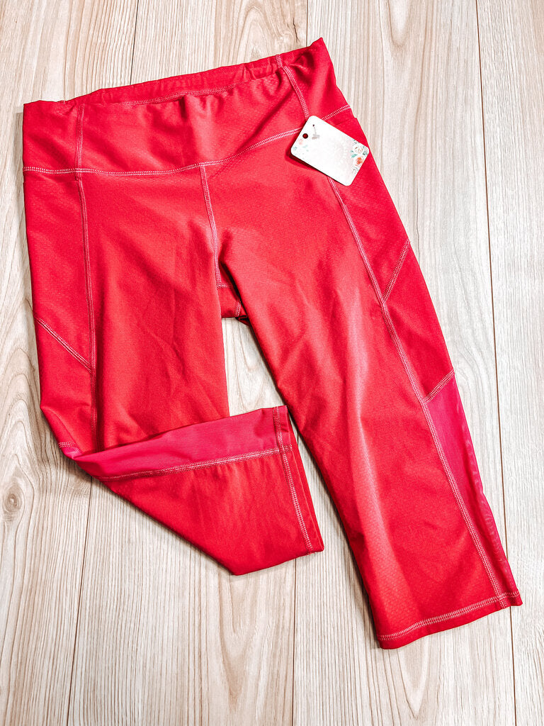 (S) Athleta Pink Crop Leggings Womens
