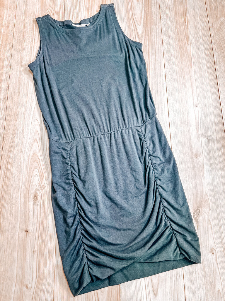(L) Athleta Grey Rouched Dress Womens