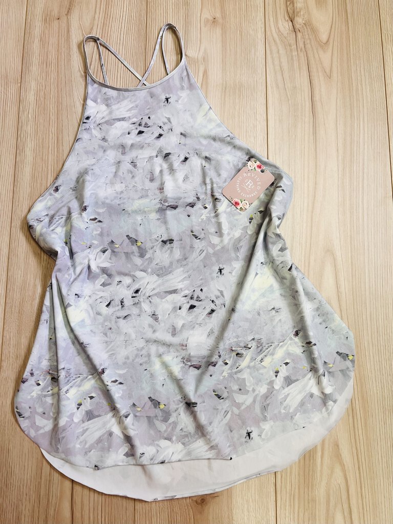 (4) Lululemon Grey Floral High Neck Tank Womens