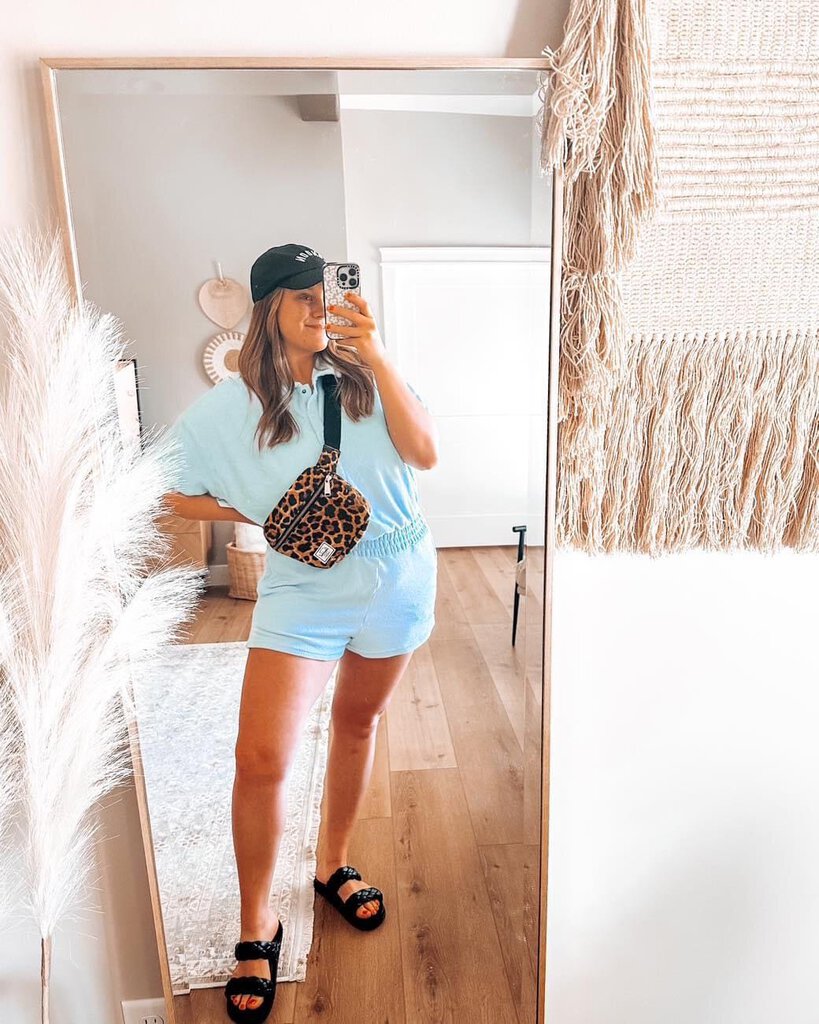 (M) Aerie Blue Terry Cloth Romper Womens