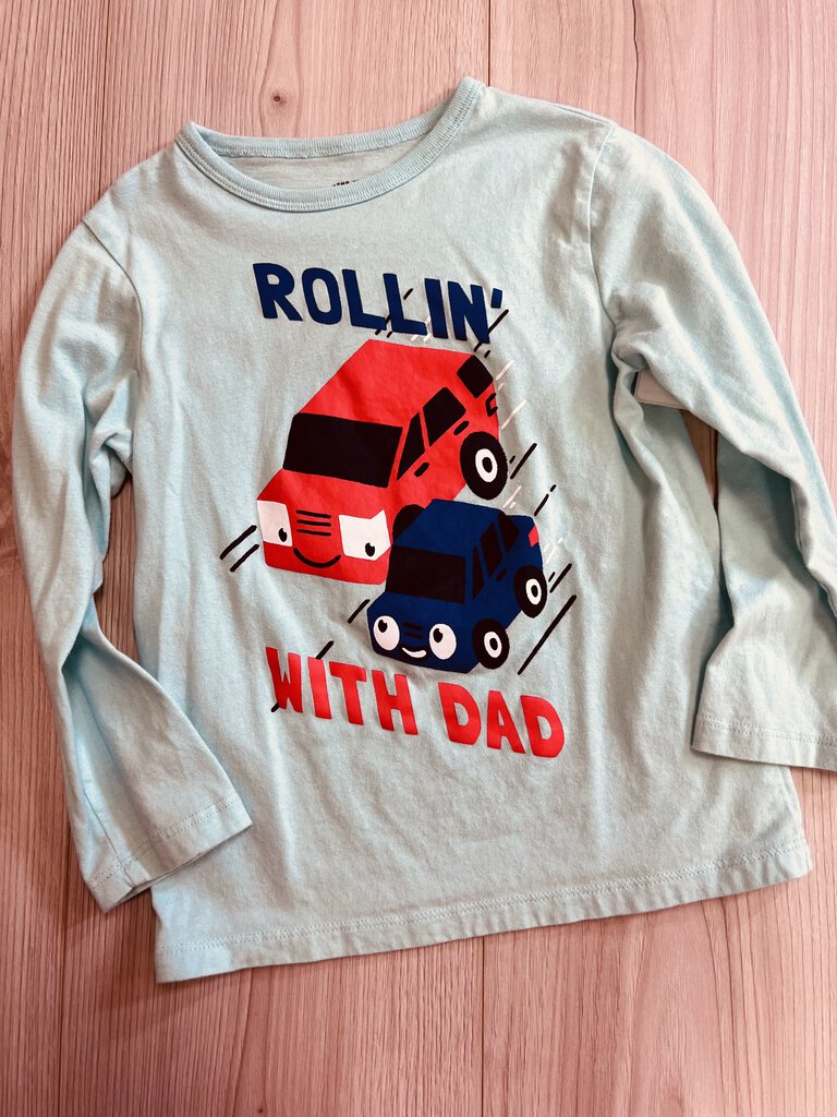 (4T) Place Blue Car Shirt Boys