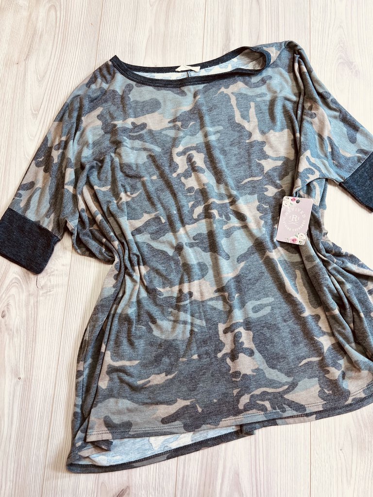(S) First Love Camo Shirt Womens