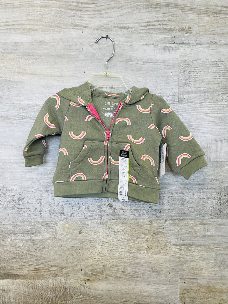 (3M) Okie Dokie Green Rainbow Zip Up Girls