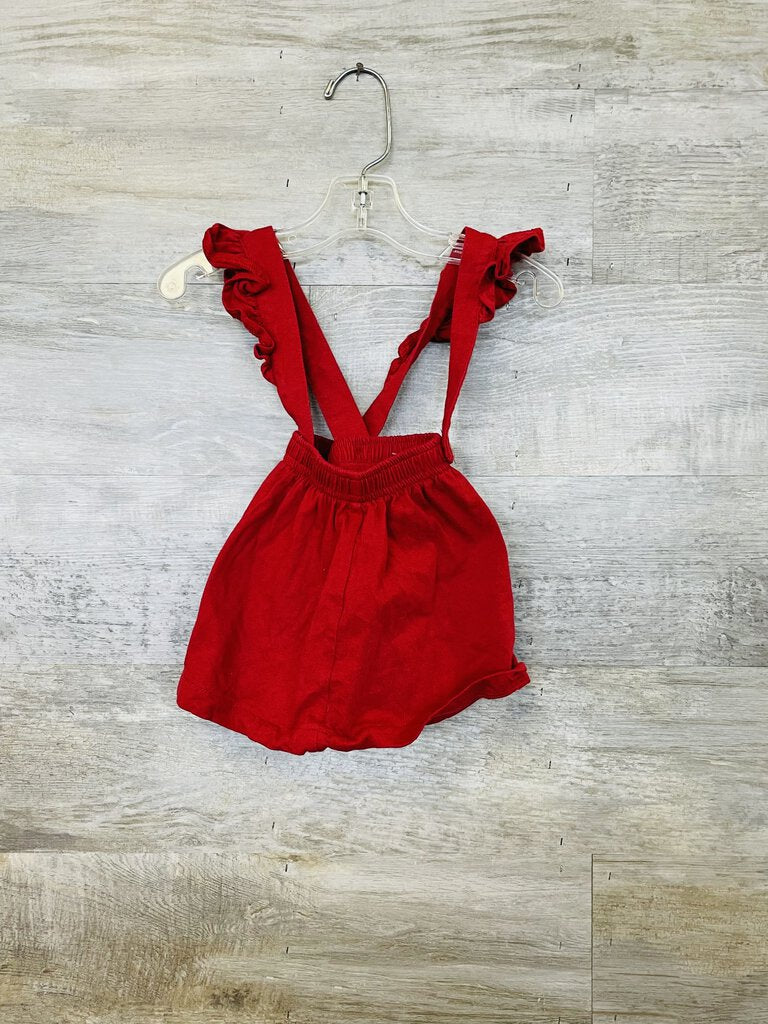 (6/9M) Burts Bee Baby Red Overall Girls