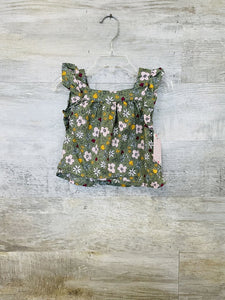 (9M) Okie Dokie Green Floral Tank Girls