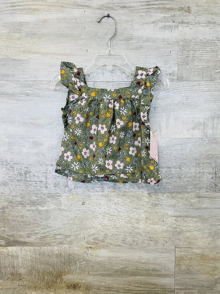 (9M) Okie Dokie Green Floral Tank Girls