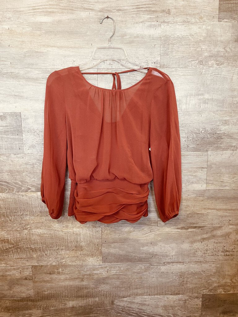 (2) White House Black Market Orange Mesh Top Womens