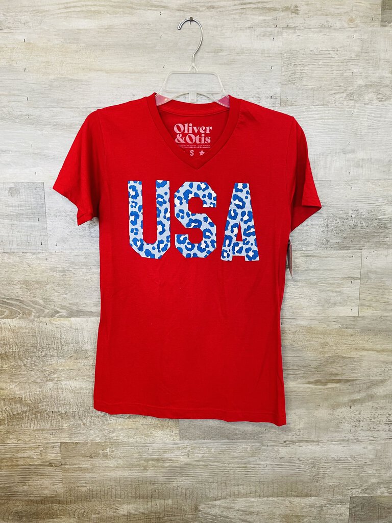 (S) Olive & Otis Red USA Tee Womens
