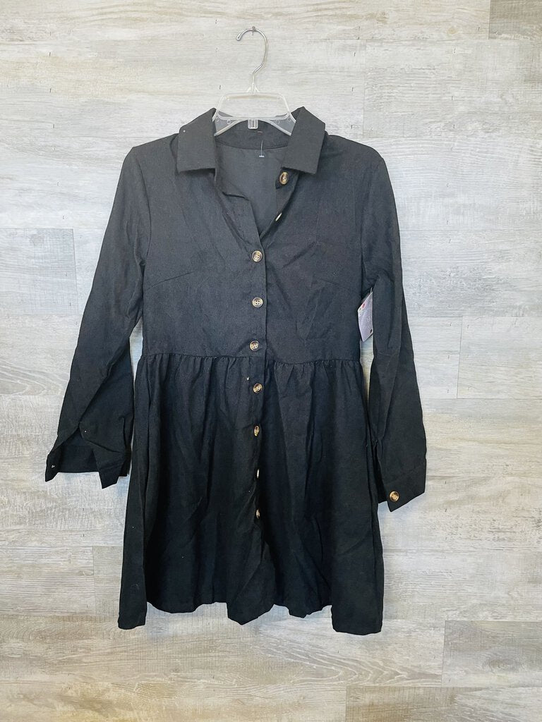 (S) Boutique Black Corduory Dress