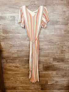 (S) Savannah Jane Striped Jumpsuit Womens