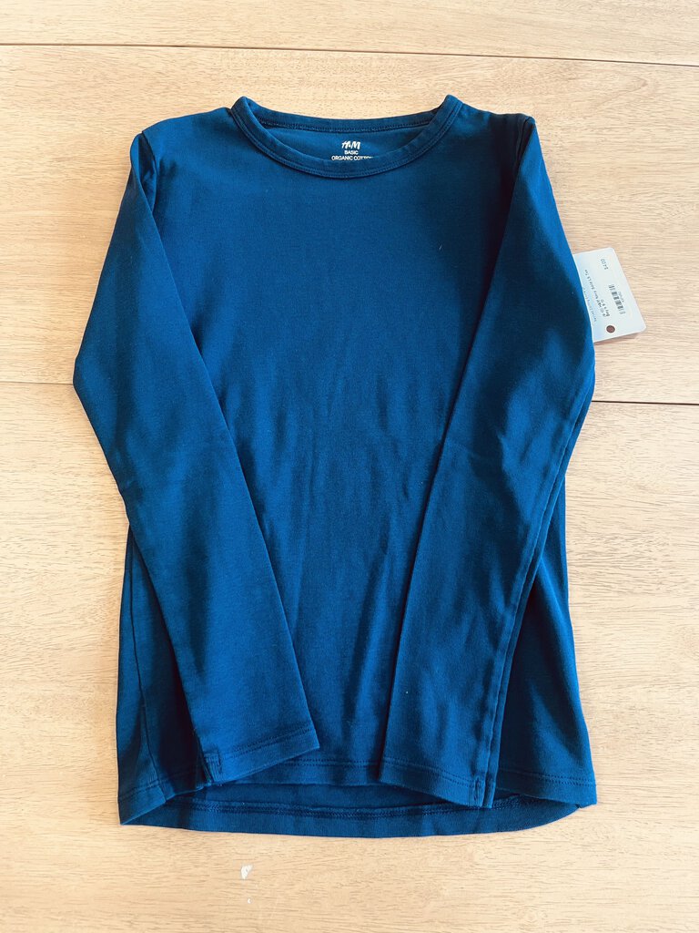 (8-10) H&M Navy Solid LS Tee Boy's