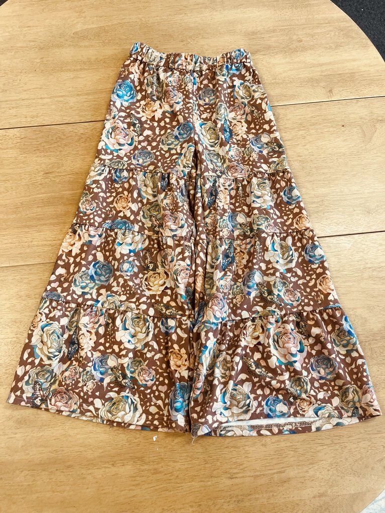 (10) Trend Blossoms Tan Tiered Wide Leg Pant