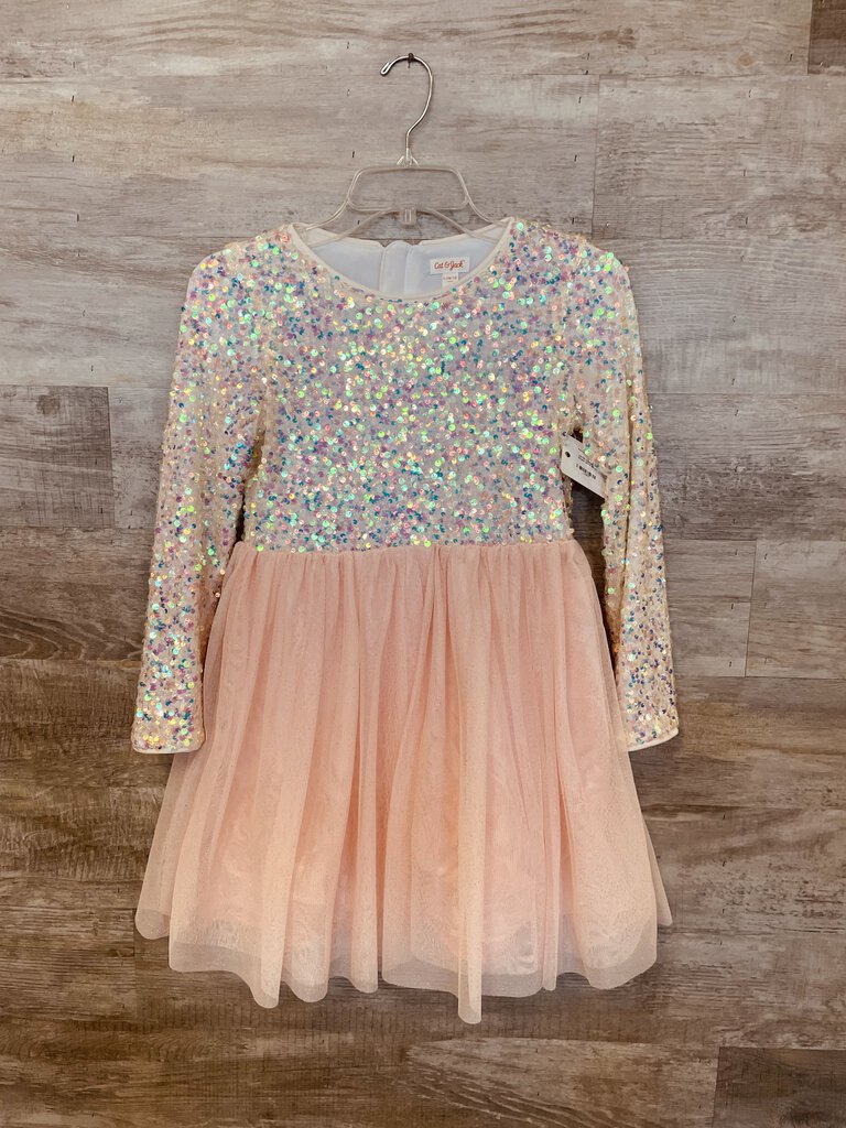 (10/12) Cat & Jack Blush Sequin Dress Girl's