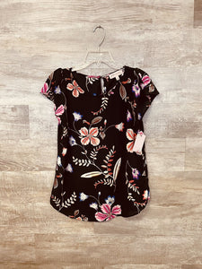 (S) Philosophy Black Pink Floral Top Womens