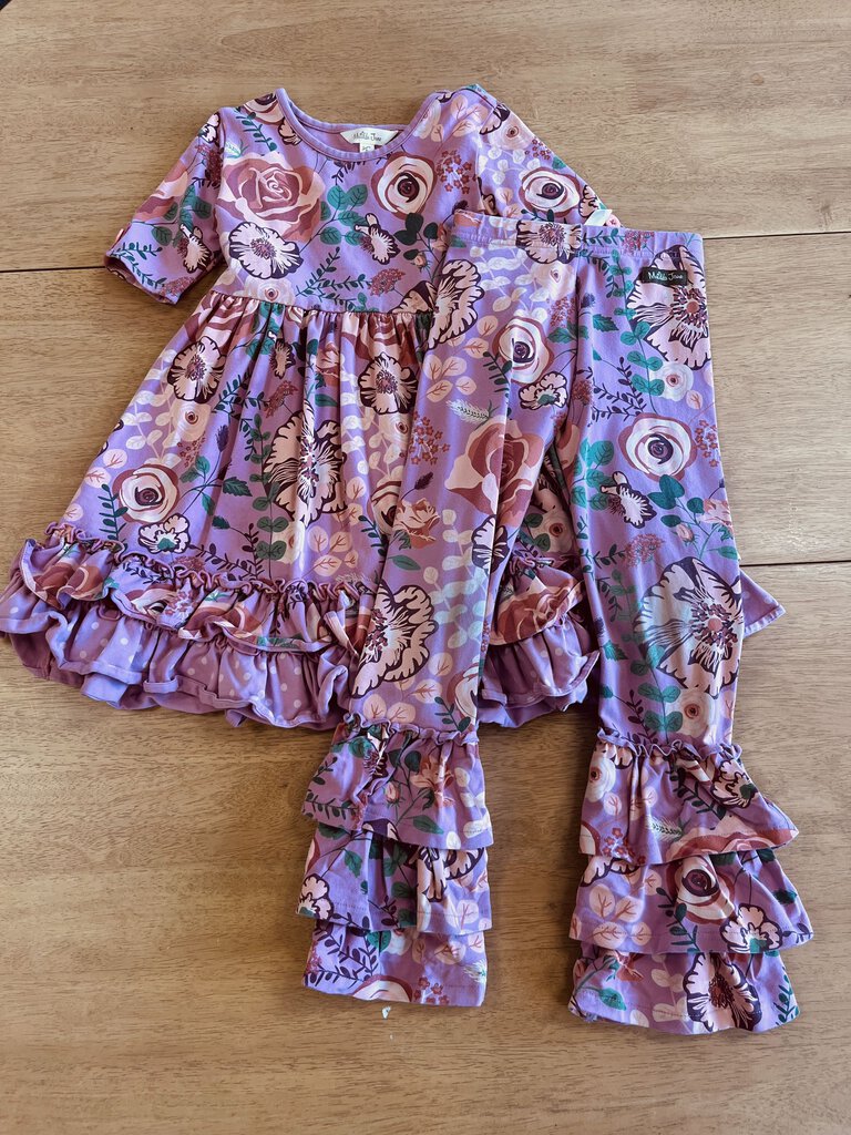 (6) Matilda Jane Pink Dress Ruffled Legging Set