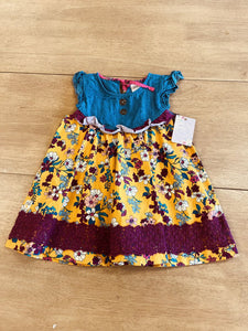 (6) Wild Flowers Mustard Chambray Top Girl's