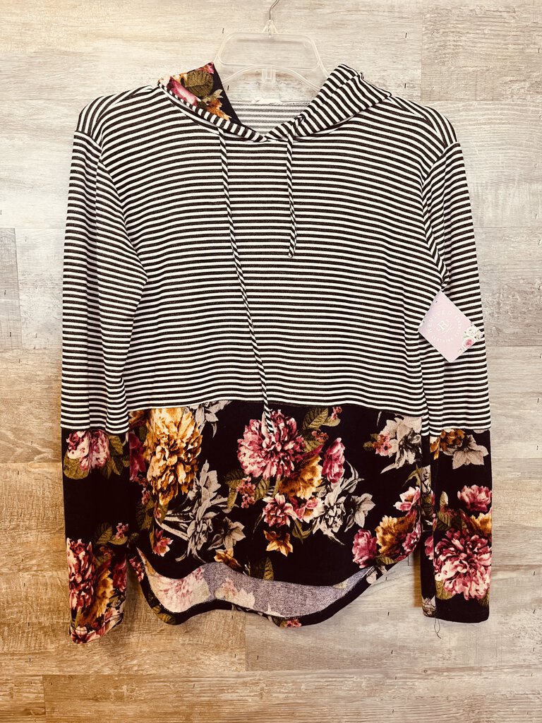 (S) Lovely Melody Striped Floral Pullover Womens