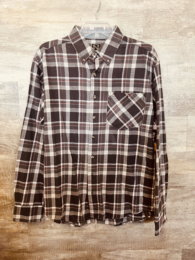 (M) Noble Grey Red Flannel Mens