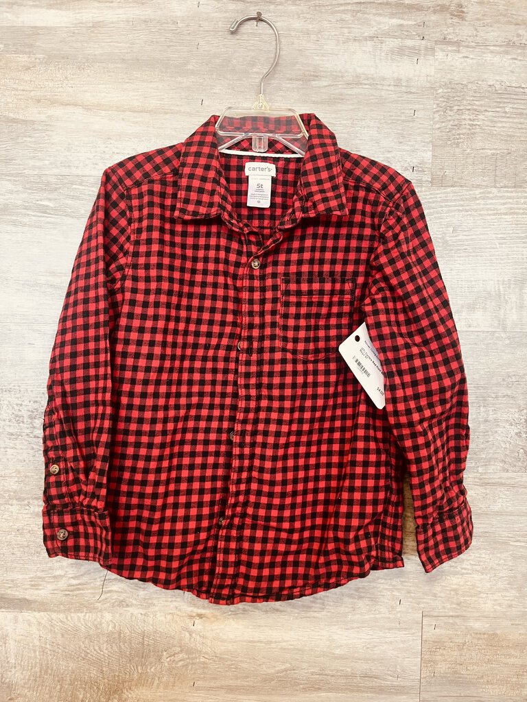(5T) Carters Red Plaid Button Up Boys
