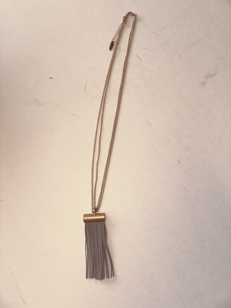 Gray Fringe Necklace