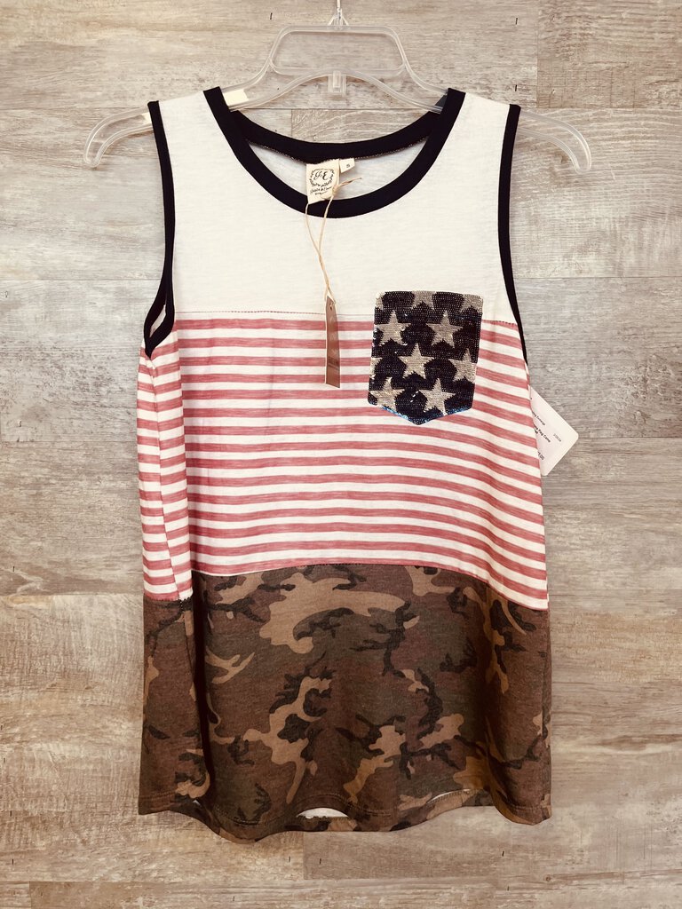 (S) Grace & Emma Flag Camo Tank Womens