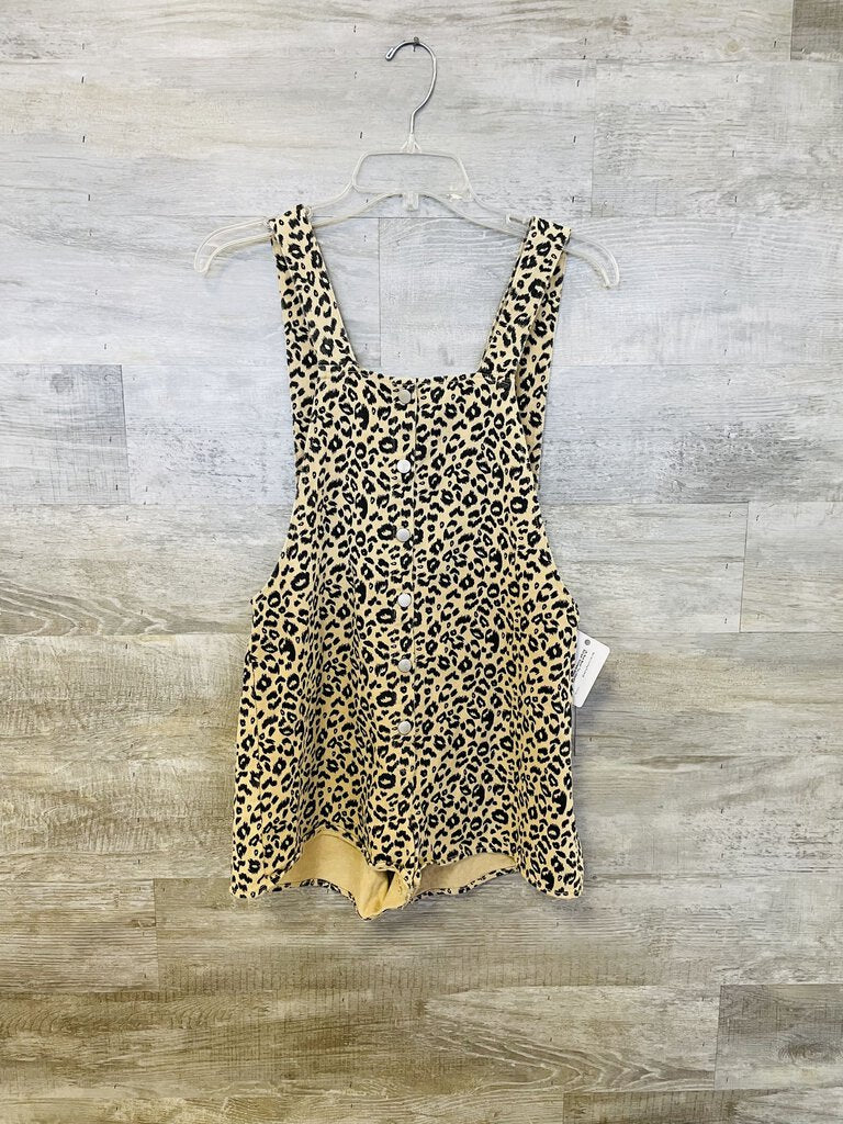 (S) Blue Blush Tan Leopard Romper Womens