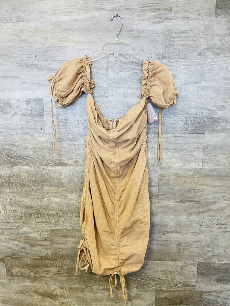 (M) RMDL Brown Tie Scrunch Dress Womens