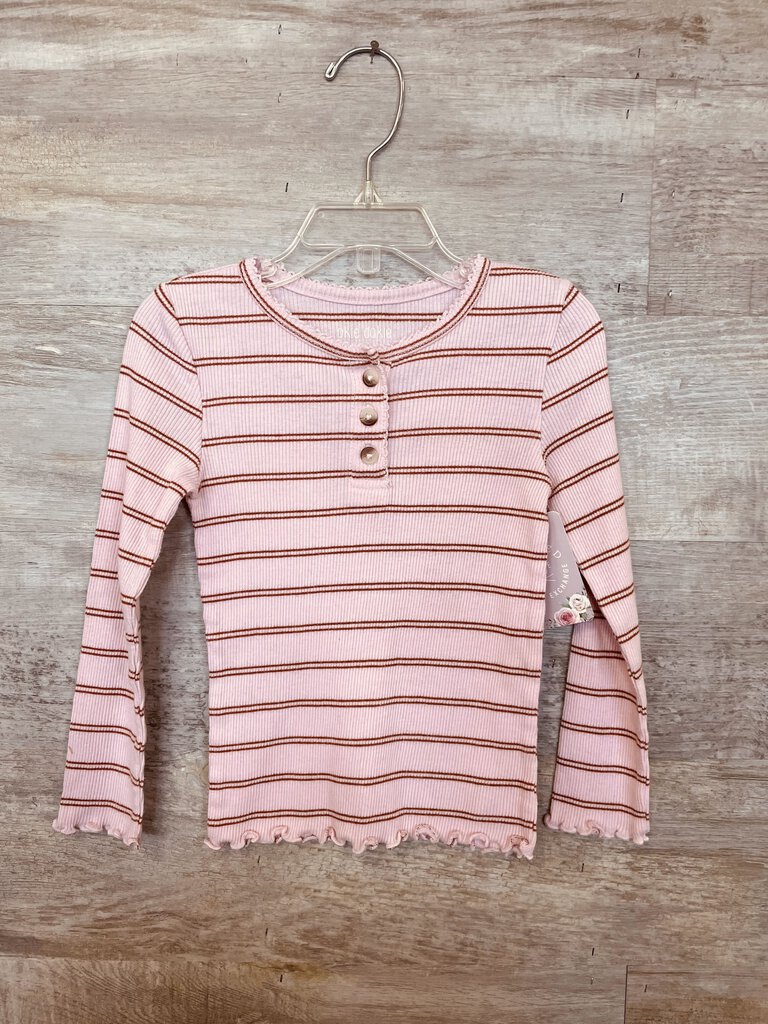 (4T) Okie Dokie Pink Brown Striped Long Sleeve Girls