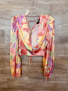 (L) Akira Pink Purple Floral Top Womens