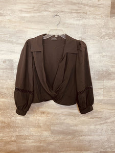 (L) Milk & Honey Black Lace Top Womens