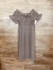 (M) Vine & Love Black White Gingham Midi Dress Womens