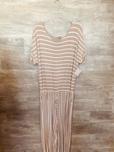(3X) Zenana Light Pink Striped Jumpsuit Womens
