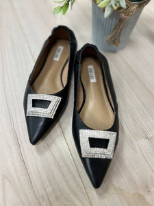 (7.5) Bibi Lou Black Sparkle Buckled Shoes Womens