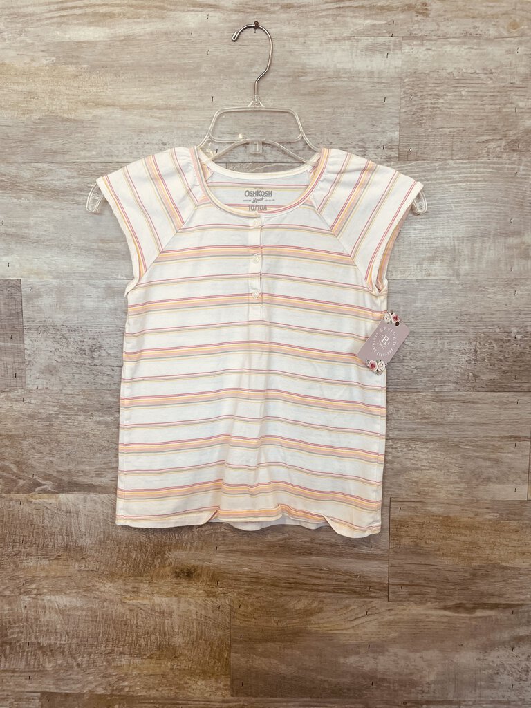 (10) OshKosh Pink Yellow Striped Tee Girls