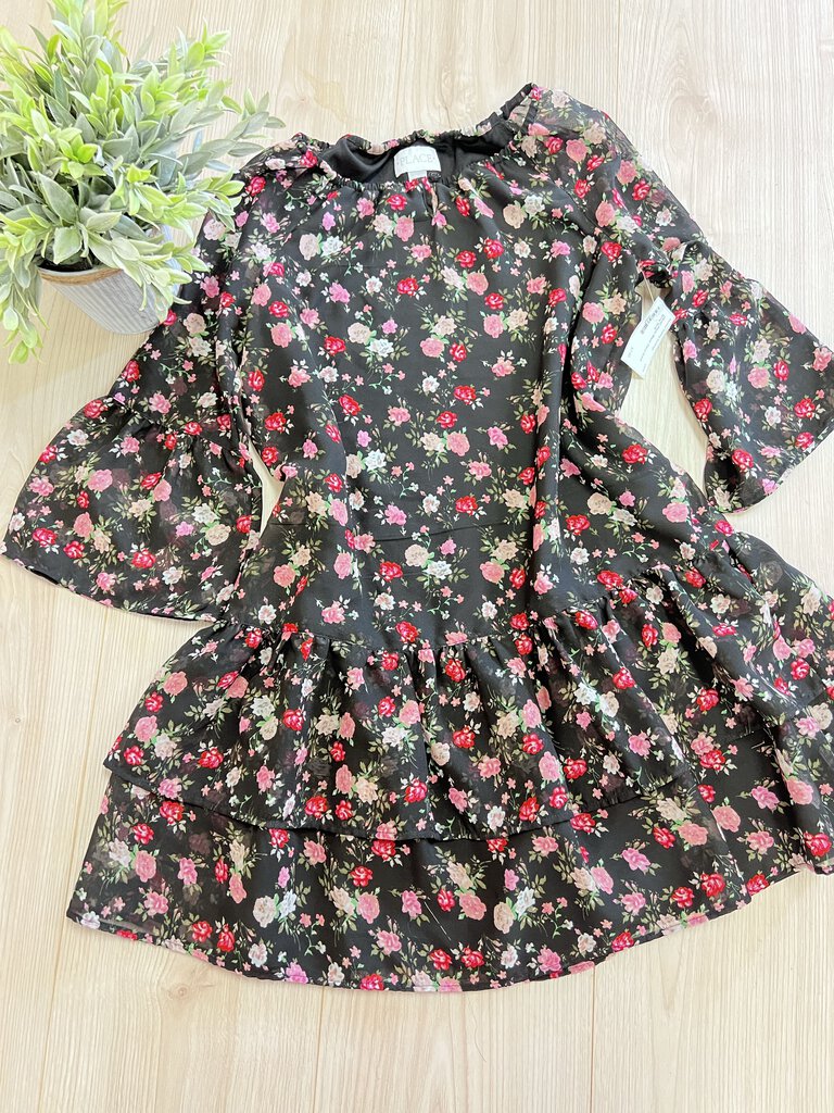 (10/12) Place Black Floral Dress Girl's
