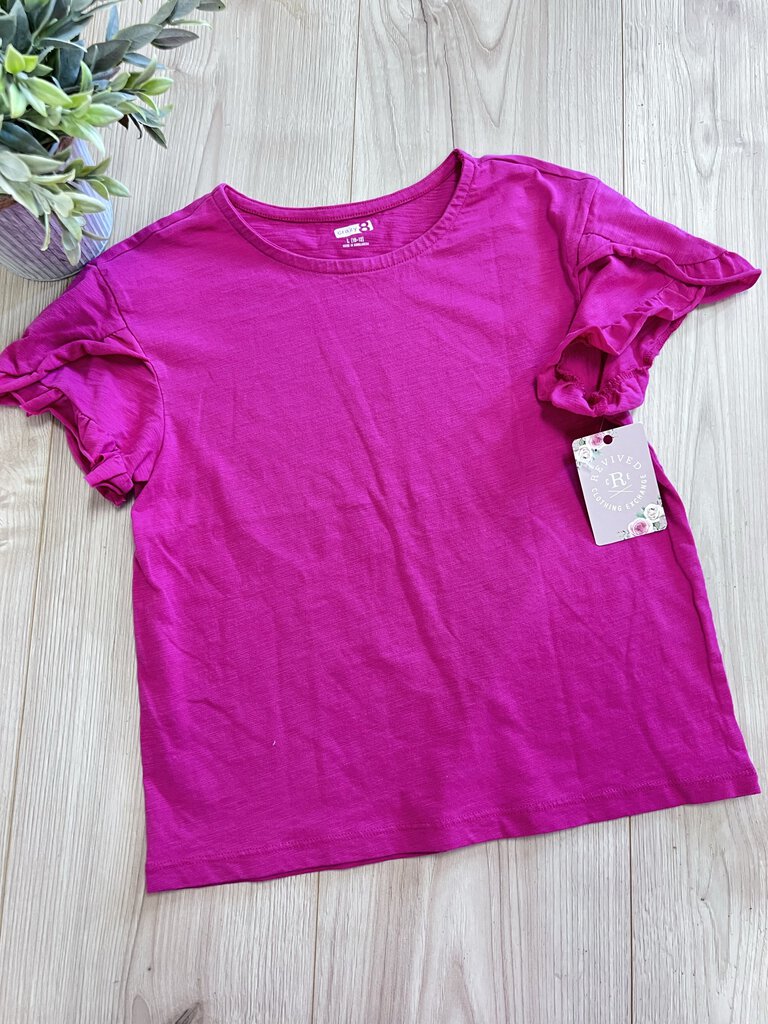(10/12) Crazy 8 Hot Pink ruffle Shirt Girl's
