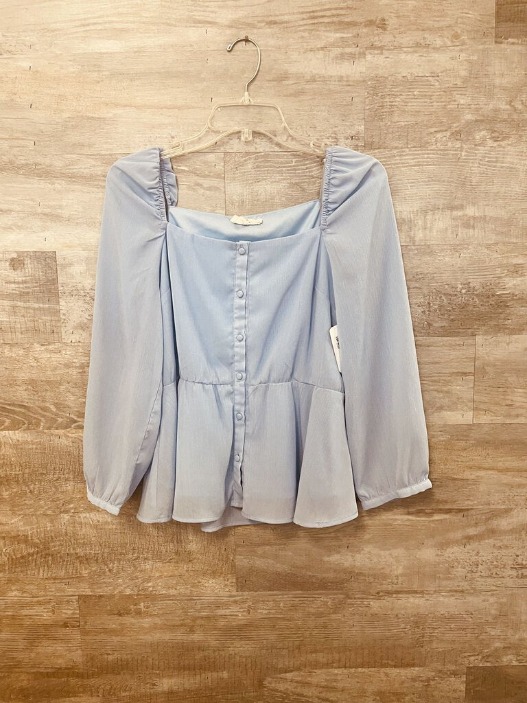 (S) Entro Periwinkle Button Top Womens