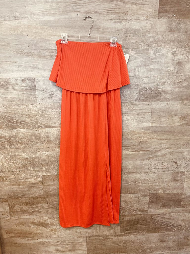 (L) See You Monday Orange Strapless Dress Womens