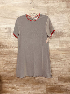 (XS) THML Striped Lace Trim Dress Womens