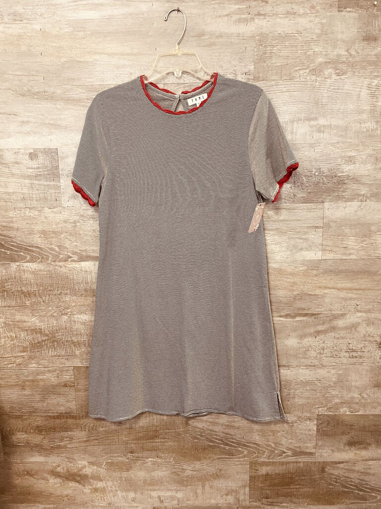 (XS) THML Striped Lace Trim Dress Womens
