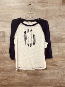 (L) Ariat Blue Feather Top Womens