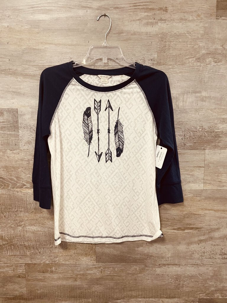 (L) Ariat Blue Feather Top Womens