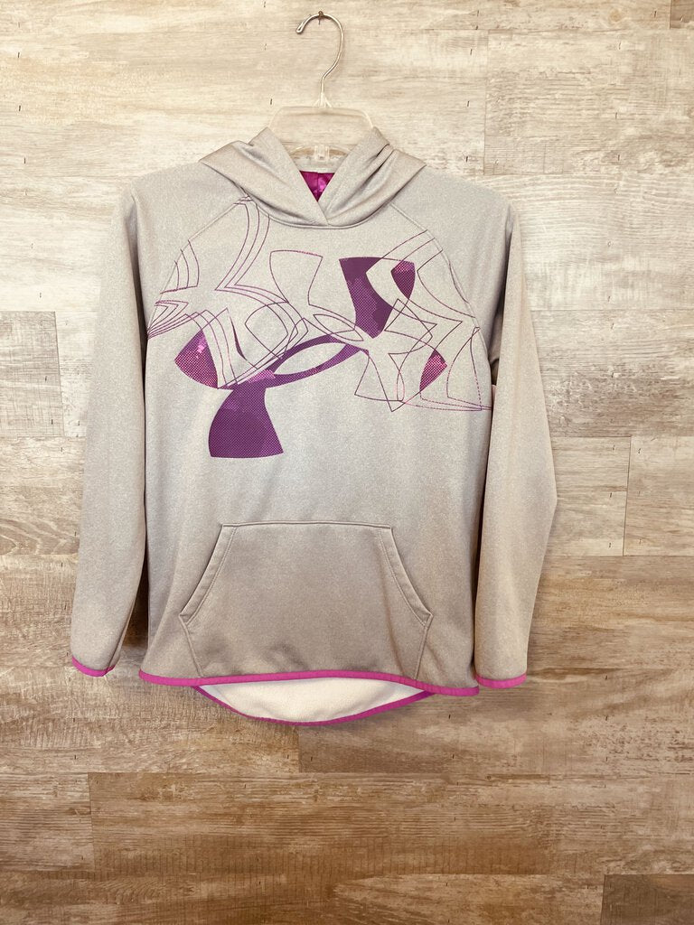 (YXL) Under Armour Gray Purple Logo Hoodie Girl's
