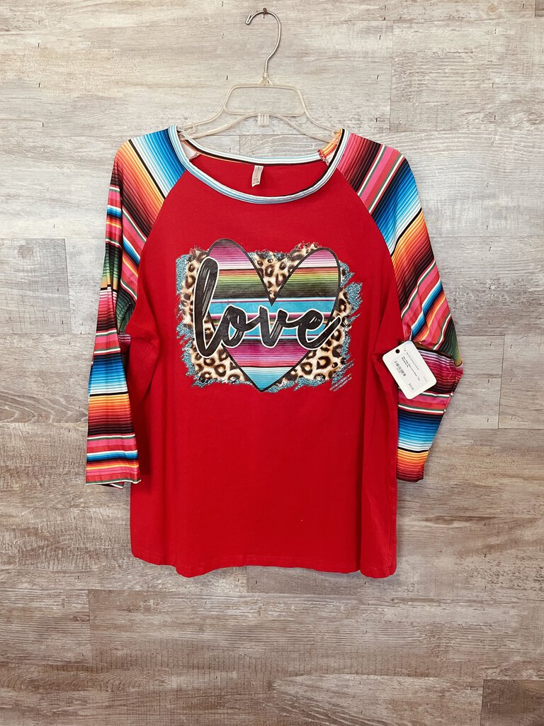 (XL) Iltex Red Love Heart Top Womens